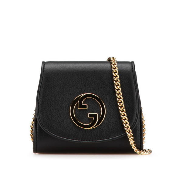 Gucci Bag Chain Black Leather Shoulder Blondie Wallet - Picture 1 of 8
